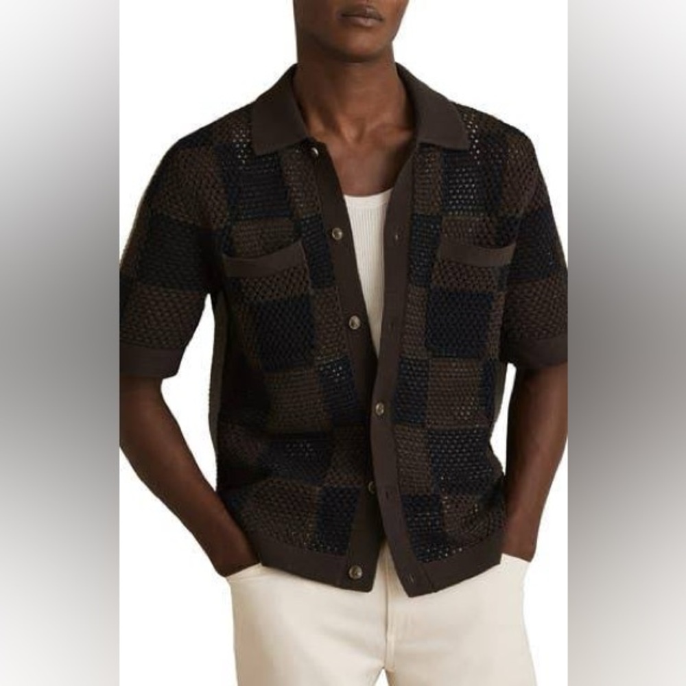 Reiss “Alfred” Button down knit shirt